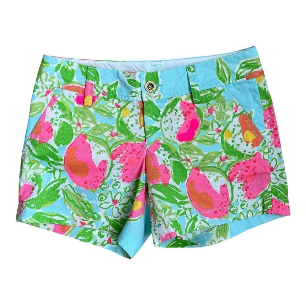 LILLY PULITZER Callahan Shorts Pool Blue Pink Lemonade Size 0. - Picture 5 of 7